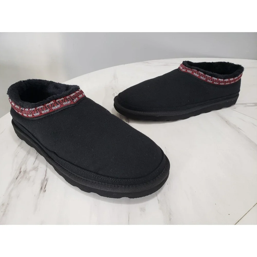 NEW GUESS SIZE 10 Walter Buffalo Check Lining Slip On‎ Slippers Black House Shoe
